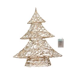 Samuel Alexander 40cm Battery Operated Light up Gold Weave Tree with Warm White LEDs - thumbnail 1