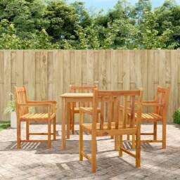 Berkfield Home 5 Piece Garden Dining Set Solid Wood Acacia in Brown - thumbnail 2