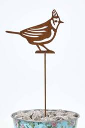 Homescapes Steel Crested Tit Garden Stake Decorations, Set of 2 in Brown - thumbnail 4