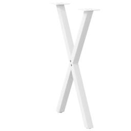 Berkfield Home Modern Dining Table Legs X-Shaped 2 pcs White 60x(72-73) cm Steel - thumbnail 4