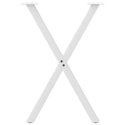Berkfield Home Modern Dining Table Legs X-Shaped 2 pcs White 60x(72-73) cm Steel - thumbnail 5