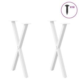 Berkfield Home Modern Dining Table Legs X-Shaped 2 pcs White 60x(72-73) cm Steel - thumbnail 1