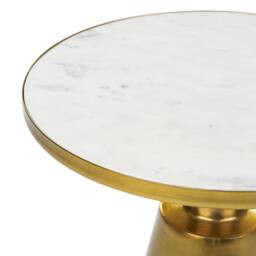 Wyld and Coco 35cm Round Side Table - White Marble Top Matte Gold Metal Base - thumbnail 3