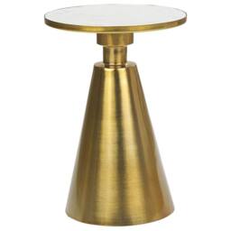 Wyld and Coco 35cm Round Side Table - White Marble Top Matte Gold Metal Base - thumbnail 2