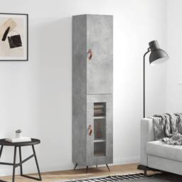 Berkfield Home Highboard Concrete Grey 34.5x34x180 cm Engineered Wood - thumbnail 2