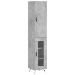 Berkfield Home Highboard Concrete Grey 34.5x34x180 cm Engineered Wood - thumbnail 3