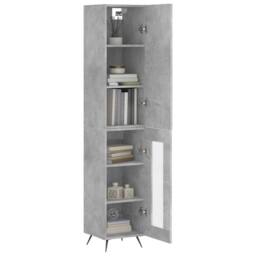 Berkfield Home Highboard Concrete Grey 34.5x34x180 cm Engineered Wood - thumbnail 1