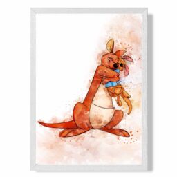 ARTZE Kanga & Roo Watercolour Winnie the Pooh Art Print with White Frame SIZE: A3 in Purple - Size: A4 - thumbnail 2