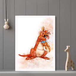 ARTZE Kanga & Roo Watercolour Winnie the Pooh Art Print with White Frame SIZE: A3 in Purple - Size: A4