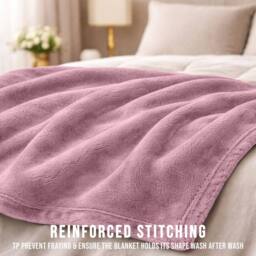 Pamposh Luxury Reversible Pink Fleece Blanket Ultra-Soft Throw for Sofa - Size: Large - thumbnail 6