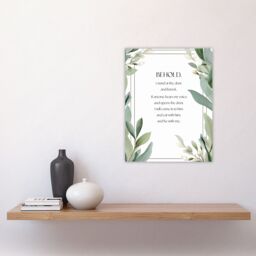 "Artery8 Wall Art Print Behold Stand at Door & Knock Green Christian Bible Quote Poster - Size: W24"" x H32""" - thumbnail 4