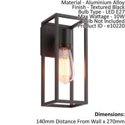 Loops Outdoor Wall Light IP44 Textured Black 10W LED E27 Dimmable Living Room - thumbnail 2