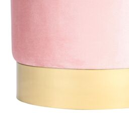Harbour Housewares Velvet Round Pouffe Footrest Ottoman Stool - 29 x 36cm in Pink - Size: 29 x 36 cm - thumbnail 6