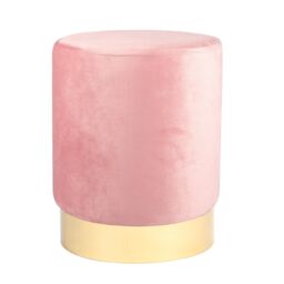 Harbour Housewares Velvet Round Pouffe Footrest Ottoman Stool - 29 x 36cm in Pink - Size: 29 x 36 cm