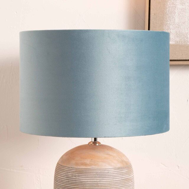 Ruma Duck Egg Velvet Cylinder Shade for Table Lamps & Floor Lamps in Blue - Size: 18 inches - image 1