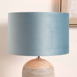 Ruma Duck Egg Velvet Cylinder Shade for Table Lamps & Floor Lamps in Blue - Size: 18 inches