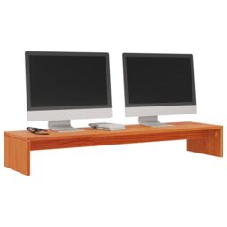 Berkfield Home Monitor Stand Wax Brown 100x27x15 cm Solid Wood Pine - Size: 100 x 27 x 15 cm - thumbnail 3