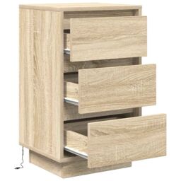 Berkfield Home Bedside Cabinet with LED Lights¬†Sonoma Oak 38x34x65 cm - Size: 38 x 34 x 65 cm - thumbnail 6