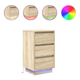 Berkfield Home Bedside Cabinet with LED Lights¬†Sonoma Oak 38x34x65 cm - Size: 38 x 34 x 65 cm - thumbnail 2