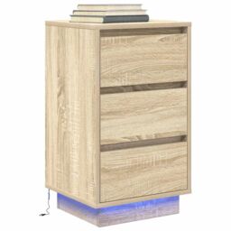 Berkfield Home Bedside Cabinet with LED Lights¬†Sonoma Oak 38x34x65 cm - Size: 38 x 34 x 65 cm - thumbnail 5