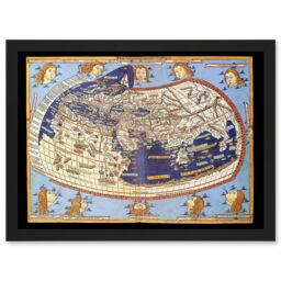 Artery8 Antique Map Nicolas 1482 Ptolemy 2nd Century World Pictorial Artwork Framed Wall Art Print A4 in Black - thumbnail 1
