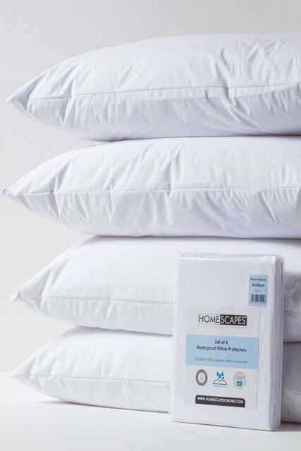 Homescapes Waterproof Pillow Protectors 40 x 80 cm, Pack of 4 in White - Size: 40 x 80 cm - image 1