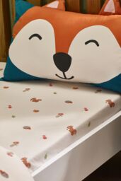 Catherine Lansfield 'Fox & Woodland Friends' Fitted Sheet in Cream - Size: Double Fitted - thumbnail 1