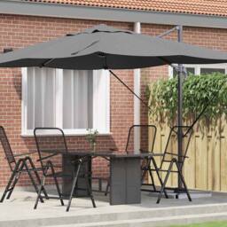 Berkfield Home Modern Cantilever Umbrella Anthracite Polyester, Powder-Coated St in Dark Grey - thumbnail 2