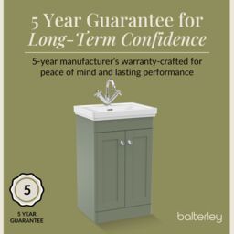 Balterley Bathroom Floor 2-Door Vanity Unit & Fireclay Basin, Satin Green, 500mm in Green - thumbnail 6