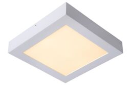 Lucide 'BRICE' Dimmable Stylish Square Bathroom LED Flush Ceiling Light in White