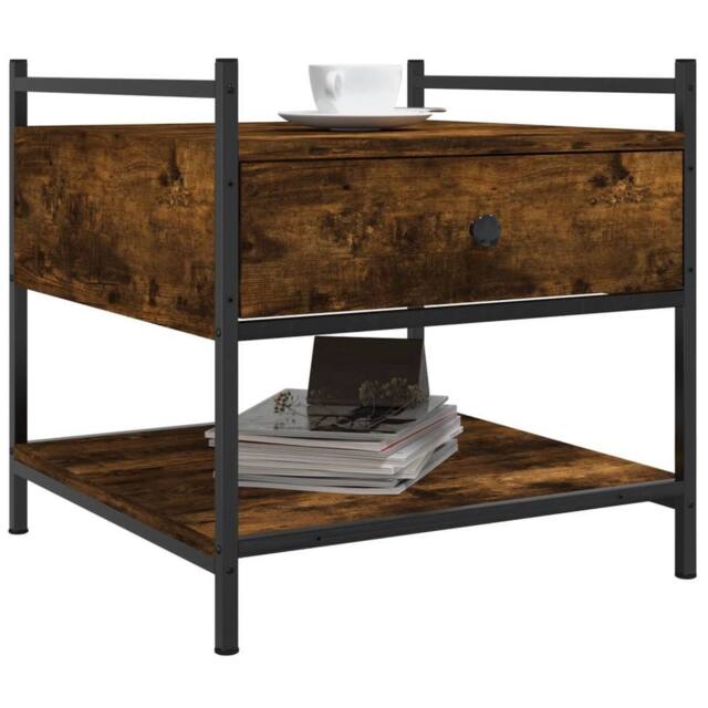 Berkfield Home Decorative Coffee Table Smoked Oak 50x50x50 cm Engineered Wood in Brown - Size: 50 x 50 x 50 cm - image 1