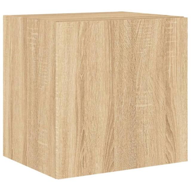 Berkfield Home TV Wall Cabinet with LED Lights Sonoma Oak 40.5x35x40 cm in Light Brown - image 1