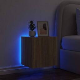 Berkfield Home TV Wall Cabinet with LED Lights Sonoma Oak 40.5x35x40 cm in Light Brown - thumbnail 4