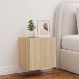 Berkfield Home TV Wall Cabinet with LED Lights Sonoma Oak 40.5x35x40 cm in Light Brown - thumbnail 5