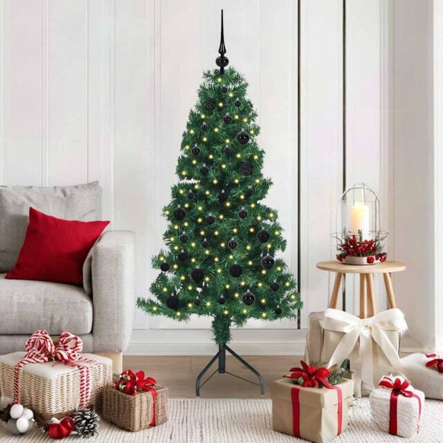 Berkfield Home Corner Artificial Christmas Tree Green 150 cm PVC & Metal - image 1
