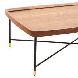 Orsina Coffee Table with Black Cross Metal Legs, Walnut Veneer Rectangular Top with X‑Frame Support, Centrepiece in Natural - thumbnail 5