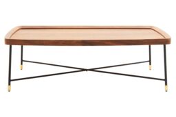 Orsina Coffee Table with Black Cross Metal Legs, Walnut Veneer Rectangular Top with X‑Frame Support, Centrepiece in Natural - thumbnail 6