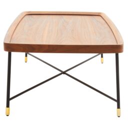 Orsina Coffee Table with Black Cross Metal Legs, Walnut Veneer Rectangular Top with X‑Frame Support, Centrepiece in Natural - thumbnail 2