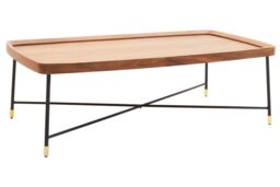 Orsina Coffee Table with Black Cross Metal Legs, Walnut Veneer Rectangular Top with X‑Frame Support, Centrepiece in Natural - thumbnail 3