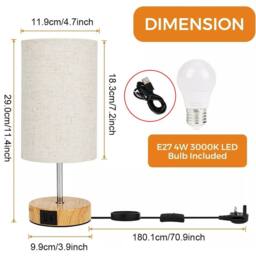 Kelvenix Touch Control Bedside Lamps, 3-Way Dimmable Table Lamp in Beige - thumbnail 2
