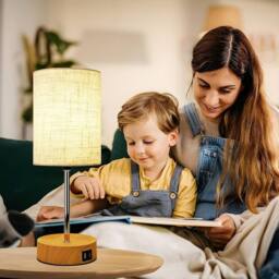 Kelvenix Touch Control Bedside Lamps, 3-Way Dimmable Table Lamp in Beige - thumbnail 5
