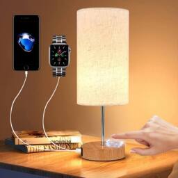 Kelvenix Touch Control Bedside Lamps, 3-Way Dimmable Table Lamp in Beige