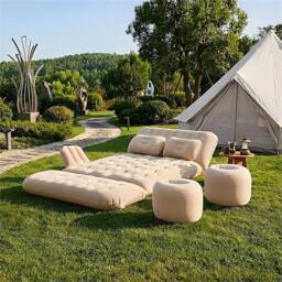 Kelvenix 151x80x40cm-beige Travel Inflatable Mattress Seat in Beige - Size: Single - thumbnail 5