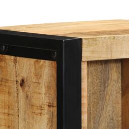 Berkfield Home Bedside Cabinet 40x30x80 cm Solid Wood Rough Mango in Brown - Size: 40 x 30 x 80 cm - thumbnail 7