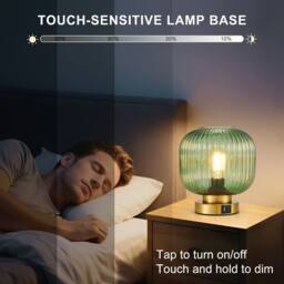 Harper Living Table Lamp, Touch Control Dimmable E27 Desk Lamp, Green Glass Shade - thumbnail 2