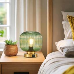 Harper Living Table Lamp, Touch Control Dimmable E27 Desk Lamp, Green Glass Shade - thumbnail 6