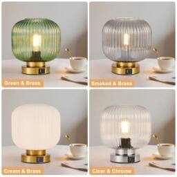 Harper Living Table Lamp, Touch Control Dimmable E27 Desk Lamp, Green Glass Shade - thumbnail 8
