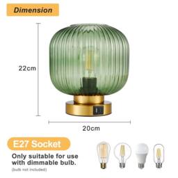 Harper Living Table Lamp, Touch Control Dimmable E27 Desk Lamp, Green Glass Shade - thumbnail 3