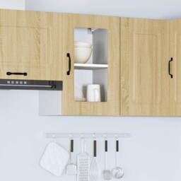 Berkfield Home Kitchen Wall Cabinet with Glass Door Kalmar Sonoma Oak Engineered Wood in Brown - thumbnail 4