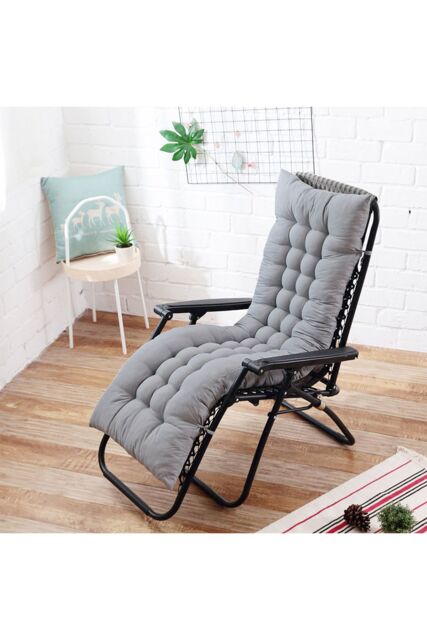 Living and Home 170cm L x 48cm W Button Tufted Beach Lounge Chair Cushion Garden Bench Seat Pad in Grey - Size: 170 cm L x 48 cm W - image 1